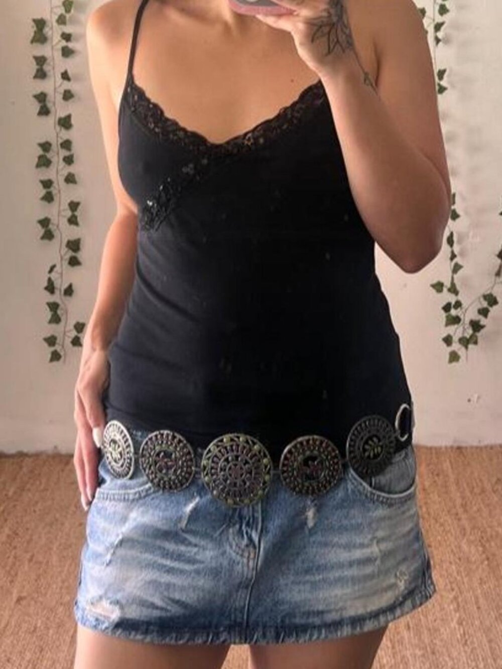 Chico's genuine leather boho concho snap belt